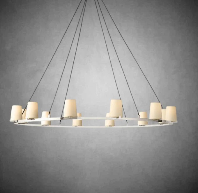 Prism Fabric Shade Round Chandelier 36" 48" 60"
