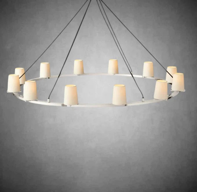 Prism Fabric Shade Round Chandelier 36" 48" 60"