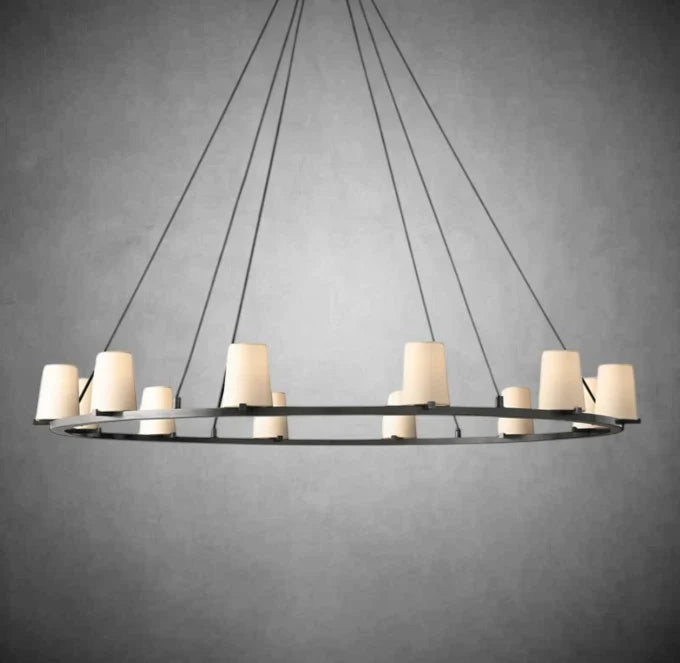Prism Fabric Shade Round Chandelier 36" 48" 60"