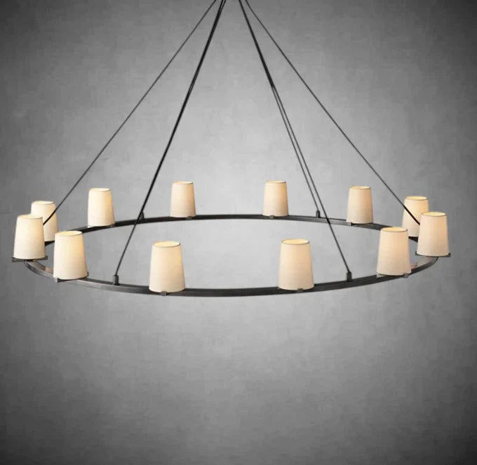 Prism Fabric Shade Round Chandelier 36" 48" 60"