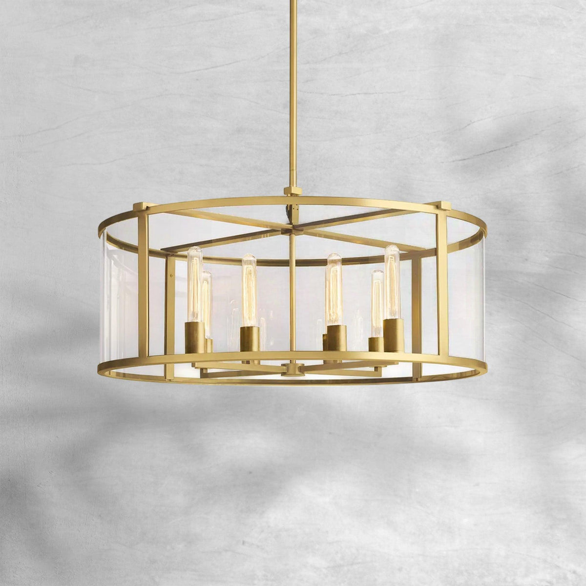 Bauros Glass Lantern Modern Round Chandelier 33"44"55"