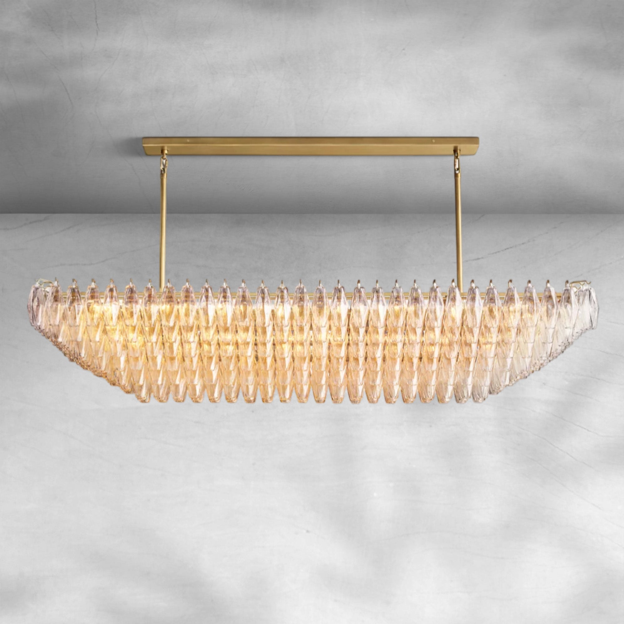 Chiaravalle Clear Glass Tired Rectangular Chandelier 54"74"