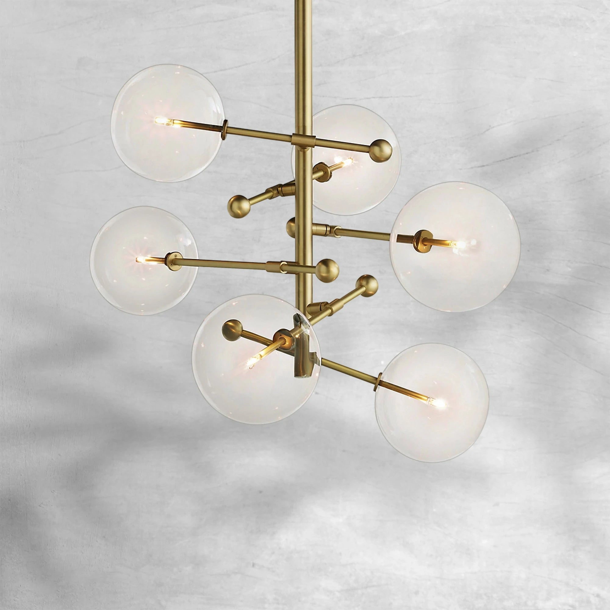 Glass Globe Mobile Six-Arm Chandelier 40"