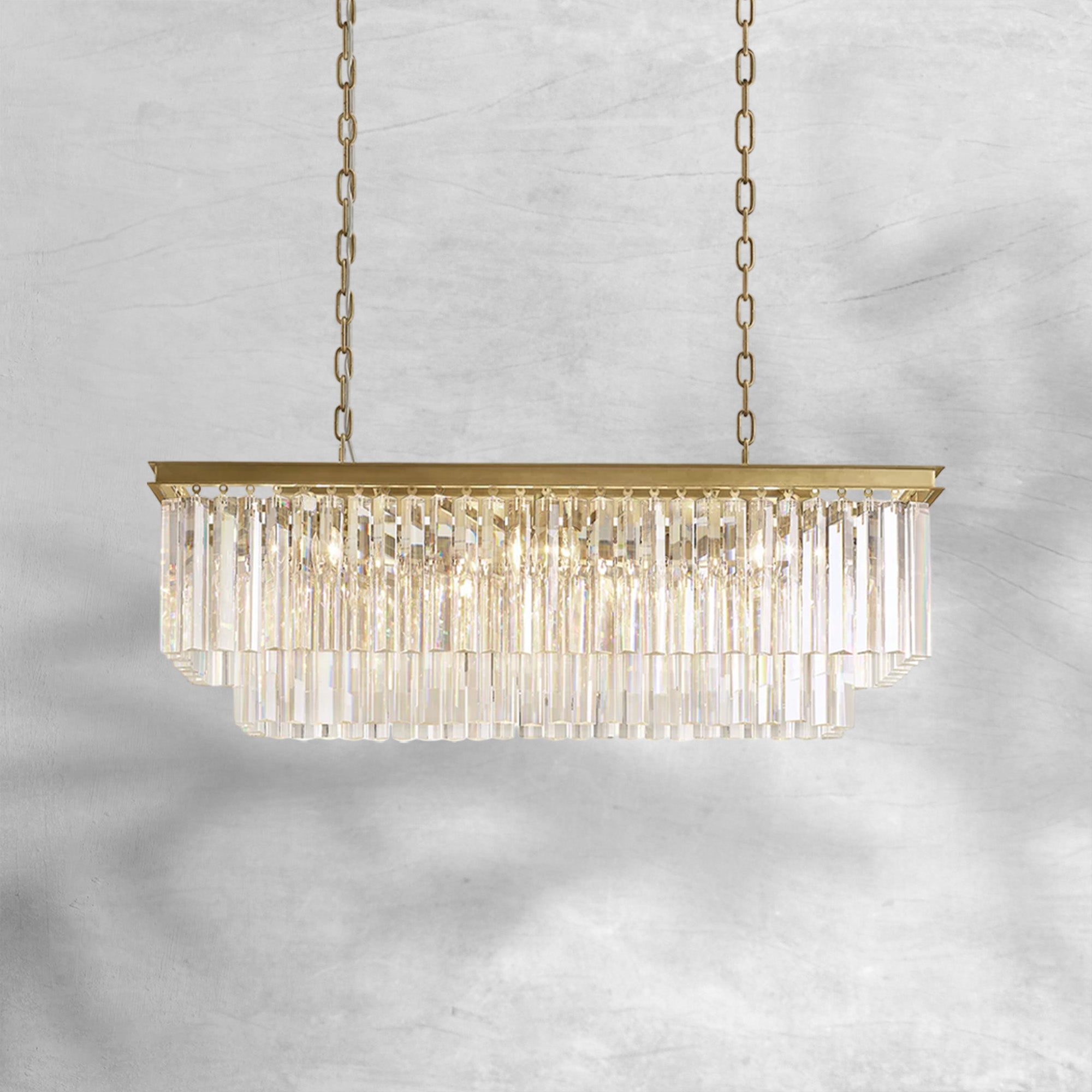 1920s Odaon Art Deco Rectangular Chandelier 40"