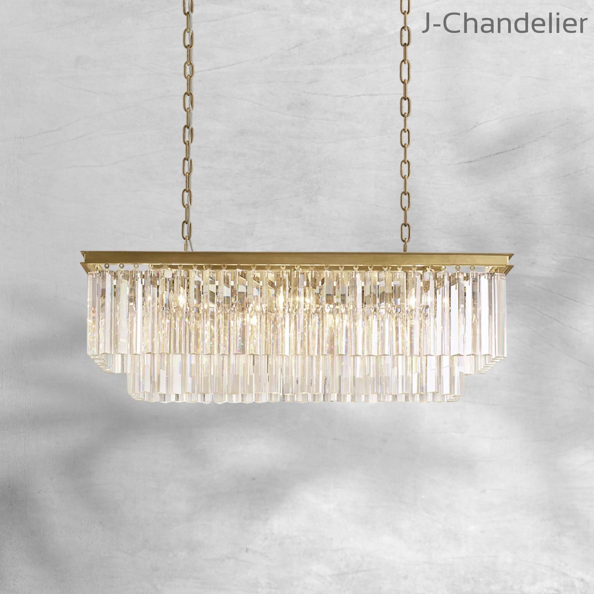 1920s Odaon Art Deco Rectangular Chandelier 40"