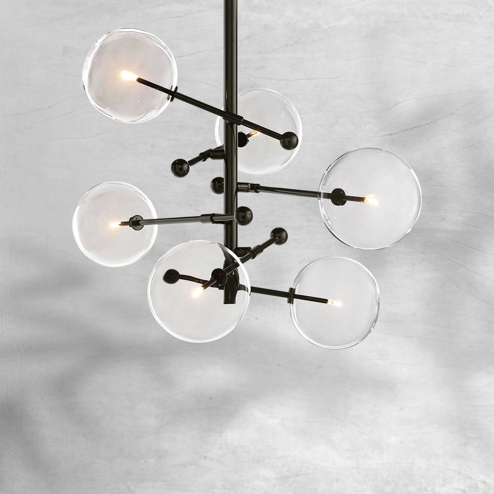 Glass Globe Mobile Six-Arm Chandelier 40"