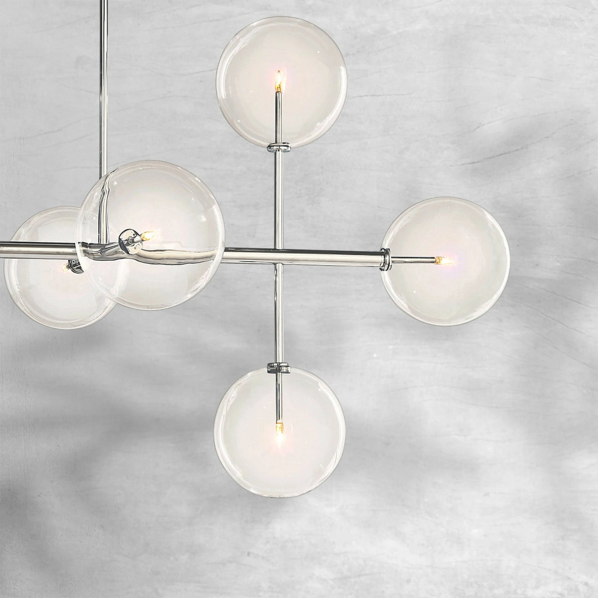 Glass Globe Mobile Linear Chandelier 72"