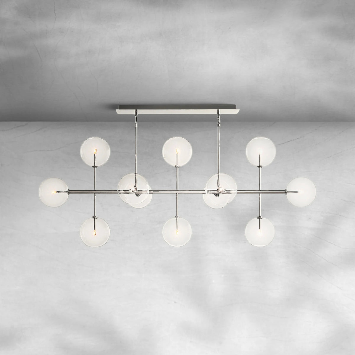Glass Globe Mobile Linear Chandelier 72"