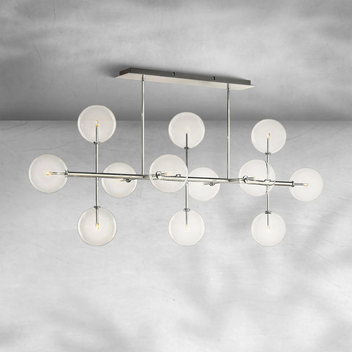 Glass Globe Mobile Linear Chandelier 72"