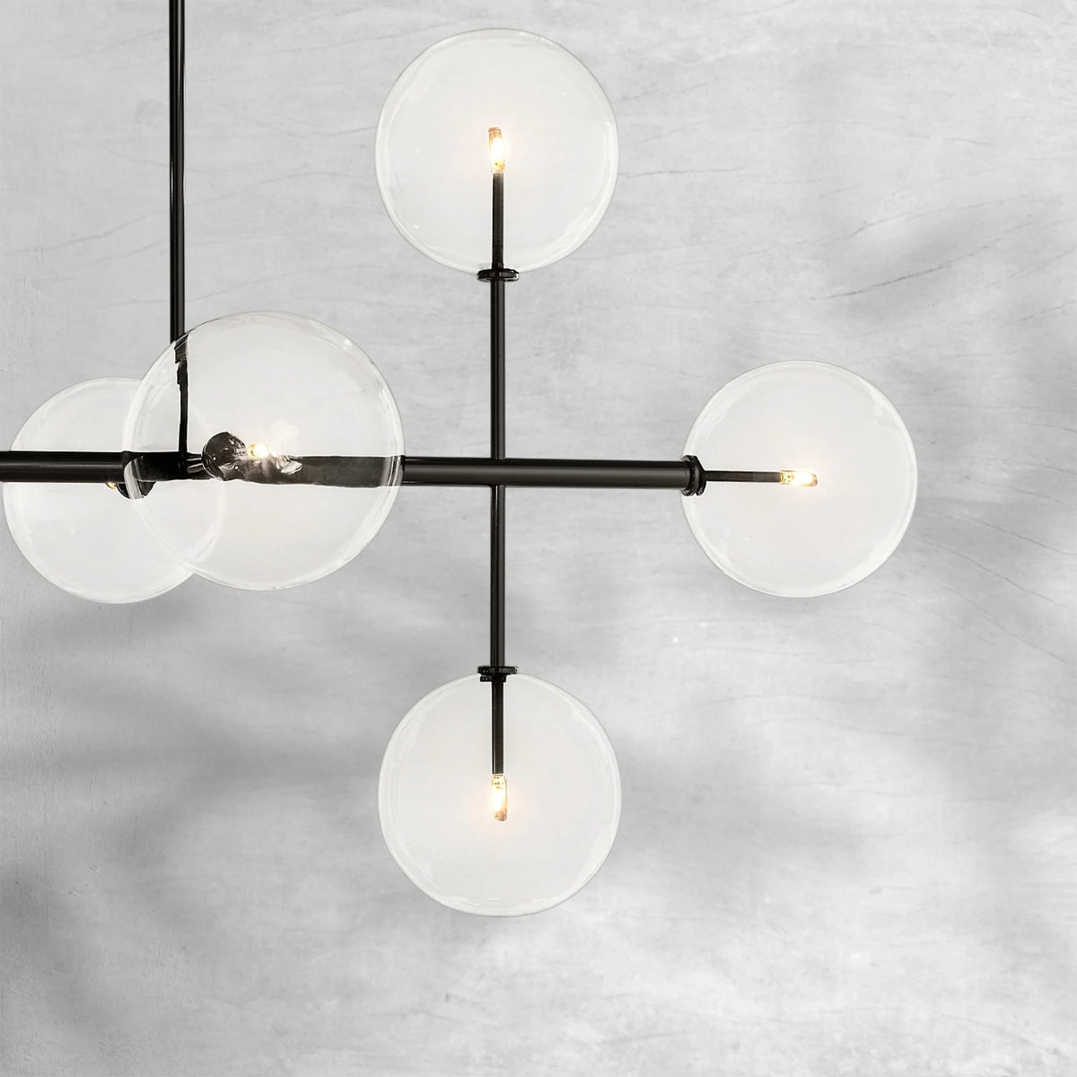 Glass Globe Mobile Linear Chandelier 72"