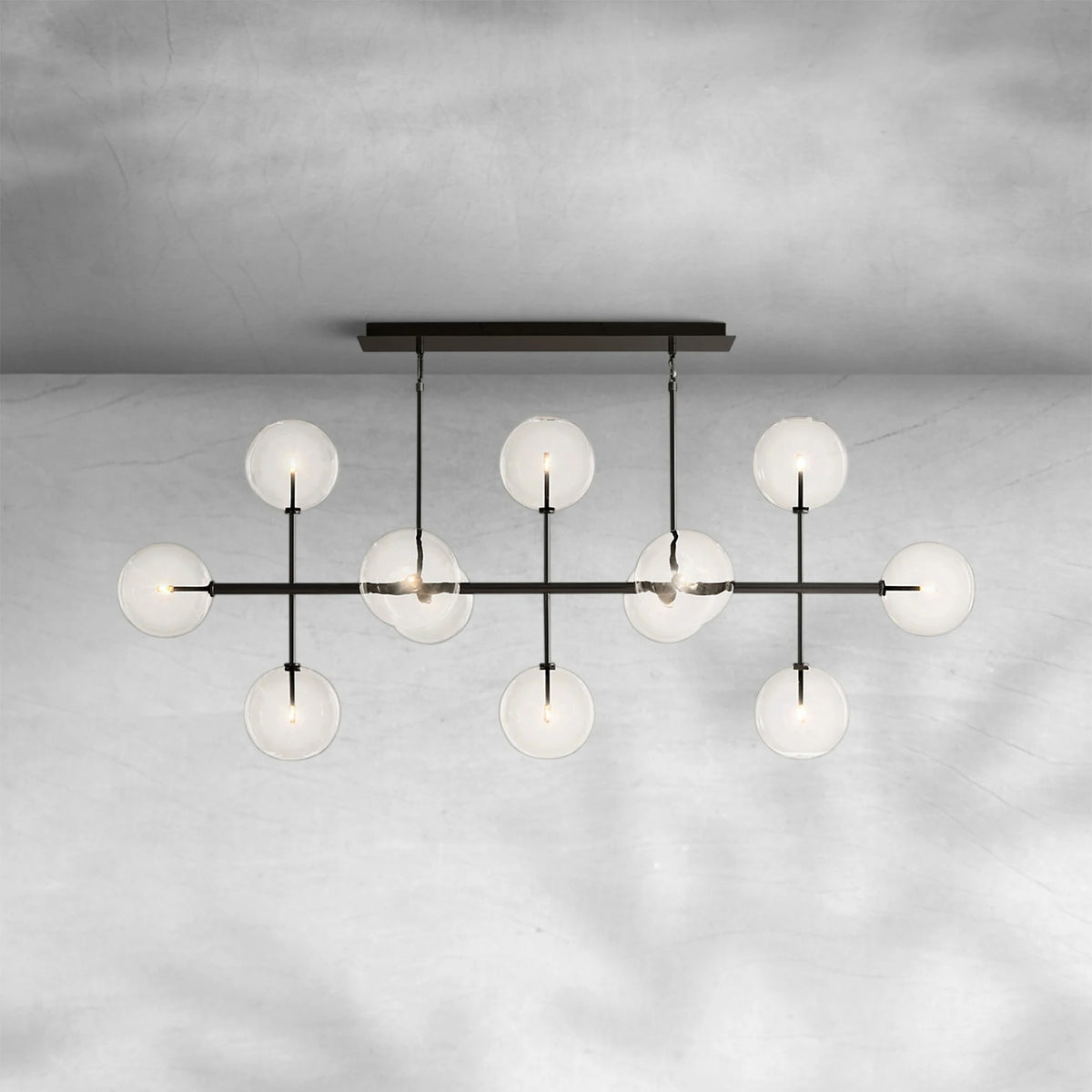 Glass Globe Mobile Linear Chandelier 72"