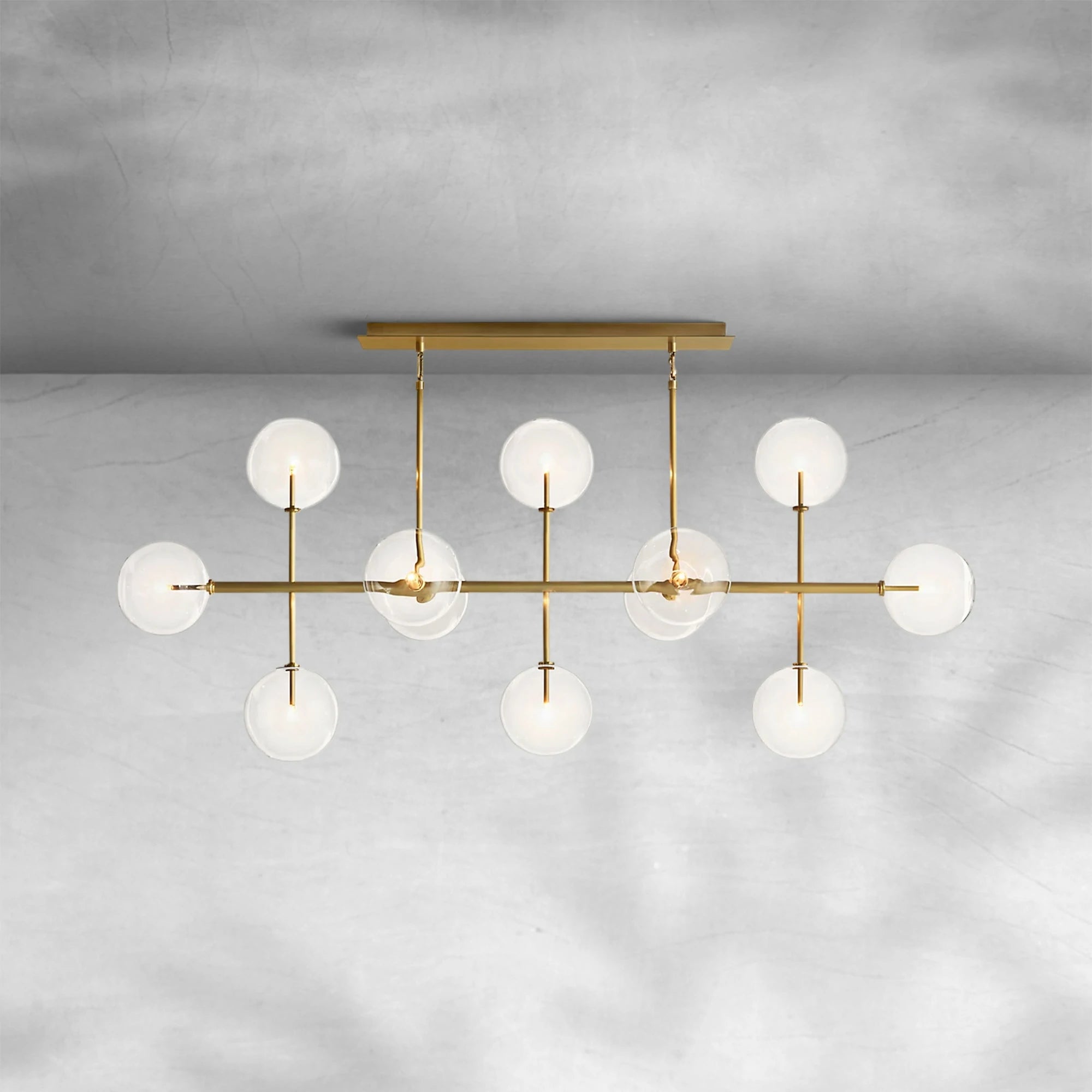 Glass Globe Mobile Linear Chandelier 72"