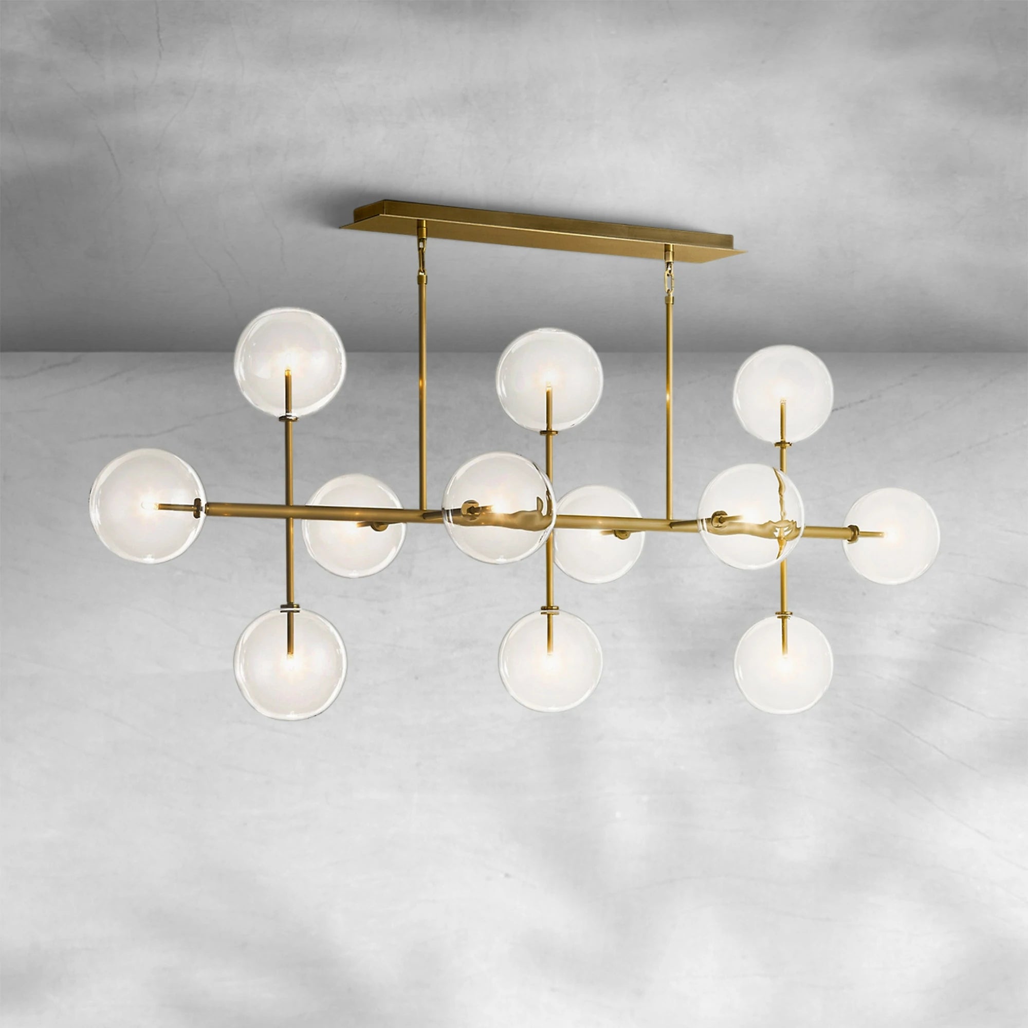 Glass Globe Mobile Linear Chandelier 72"