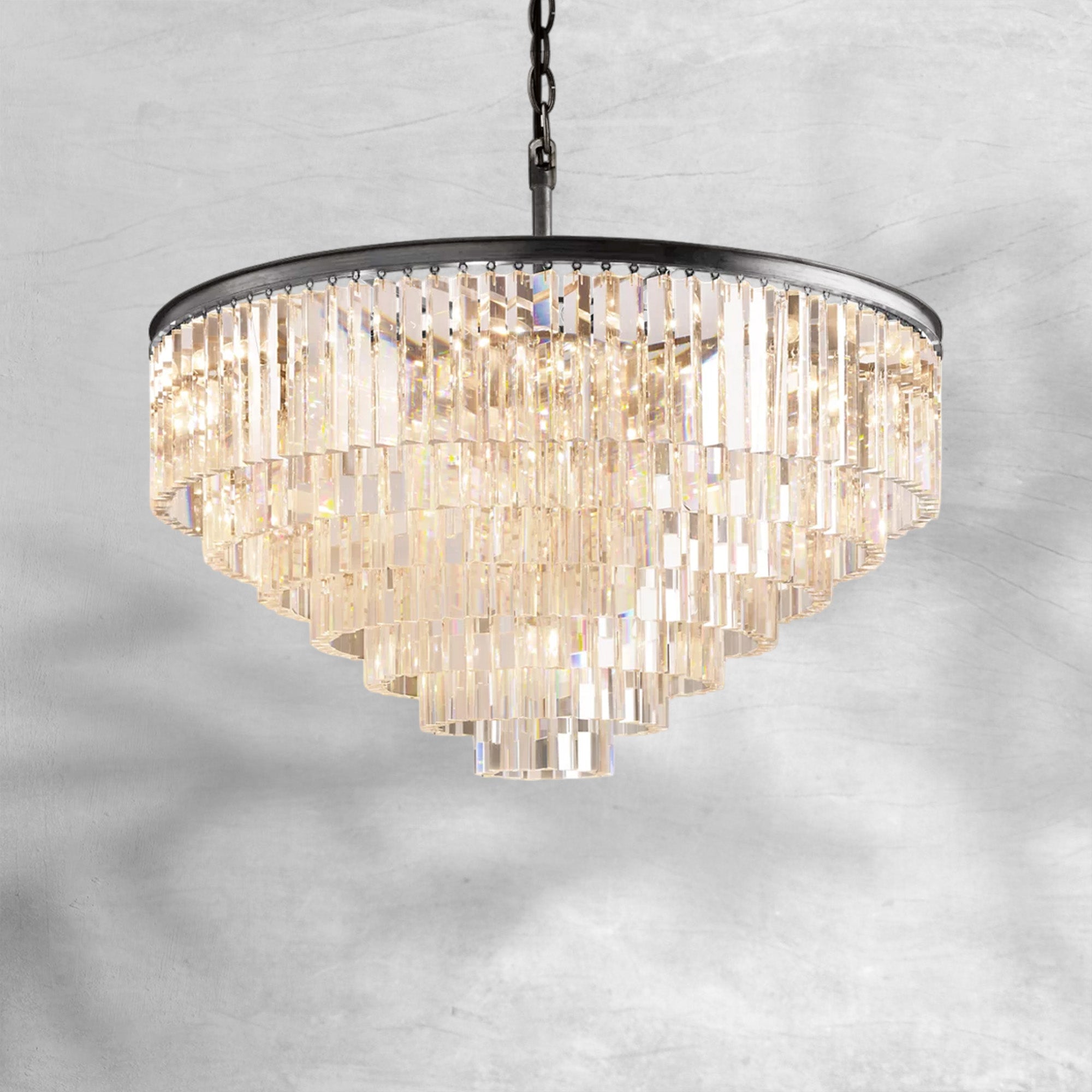 1920s Odaon Art Deco Round Chandelier 20"32"44"