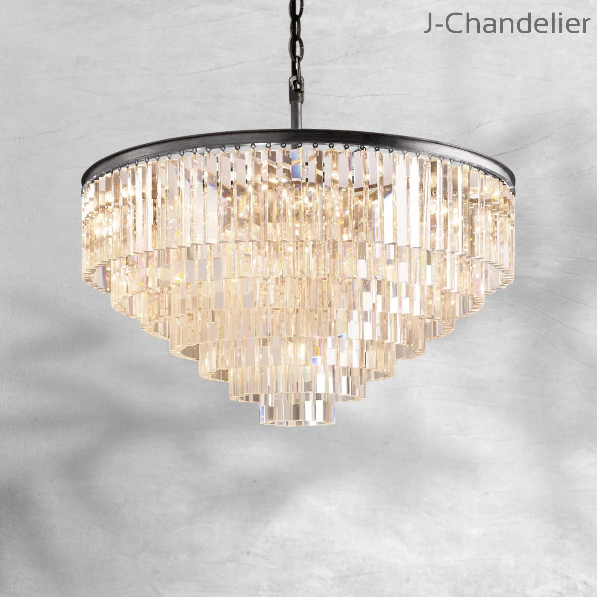 1920s Odaon Art Deco Round Chandelier 20"32"44"