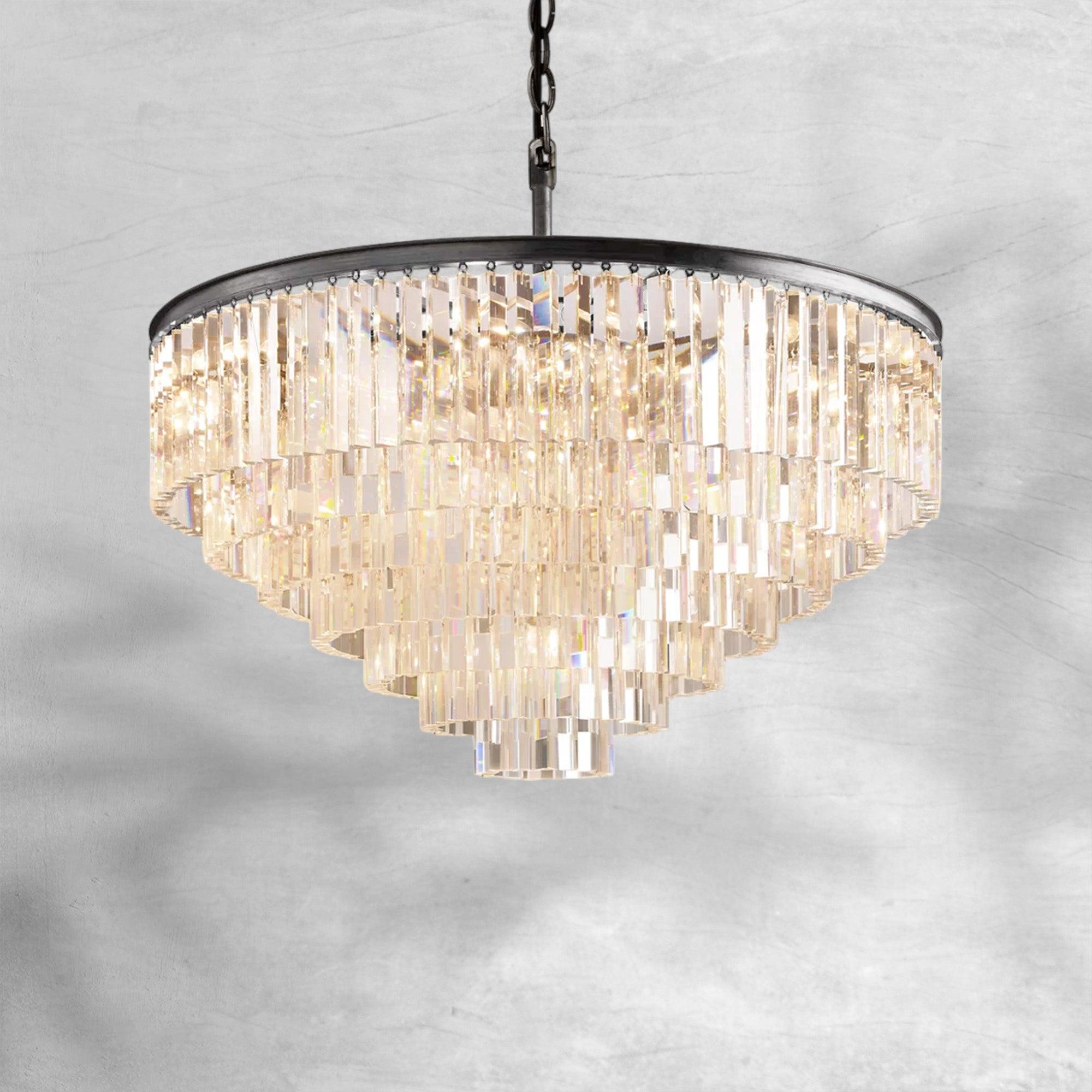 1920s Odaon Art Deco Round Chandelier 20"32"44"