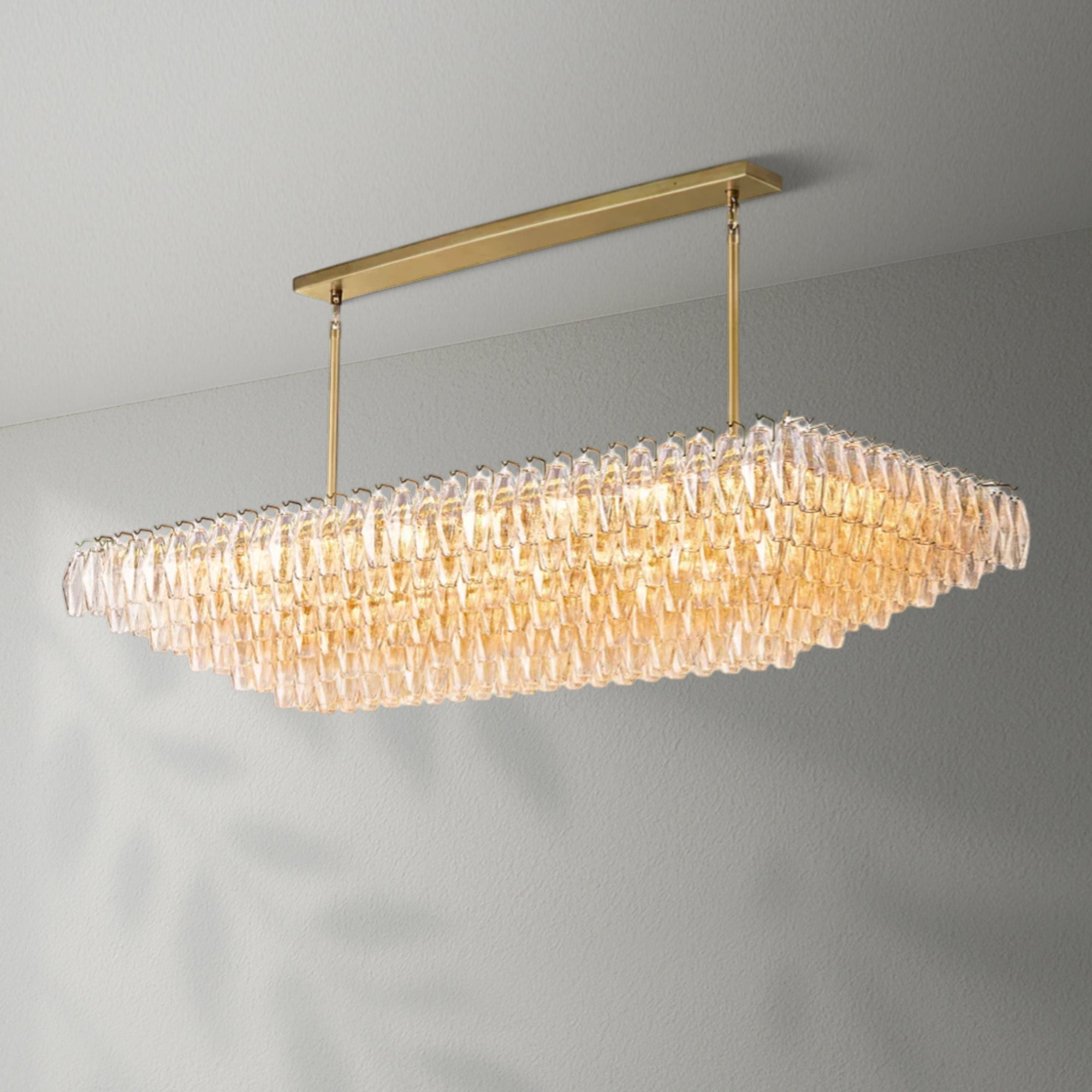 Chiaravalle Clear Glass Tired Rectangular Chandelier 54"74"