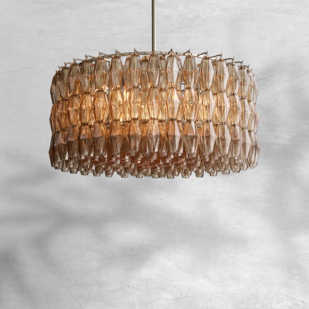 Cyra Smoke Glass Round Chandelier 37"47‘’62‘’