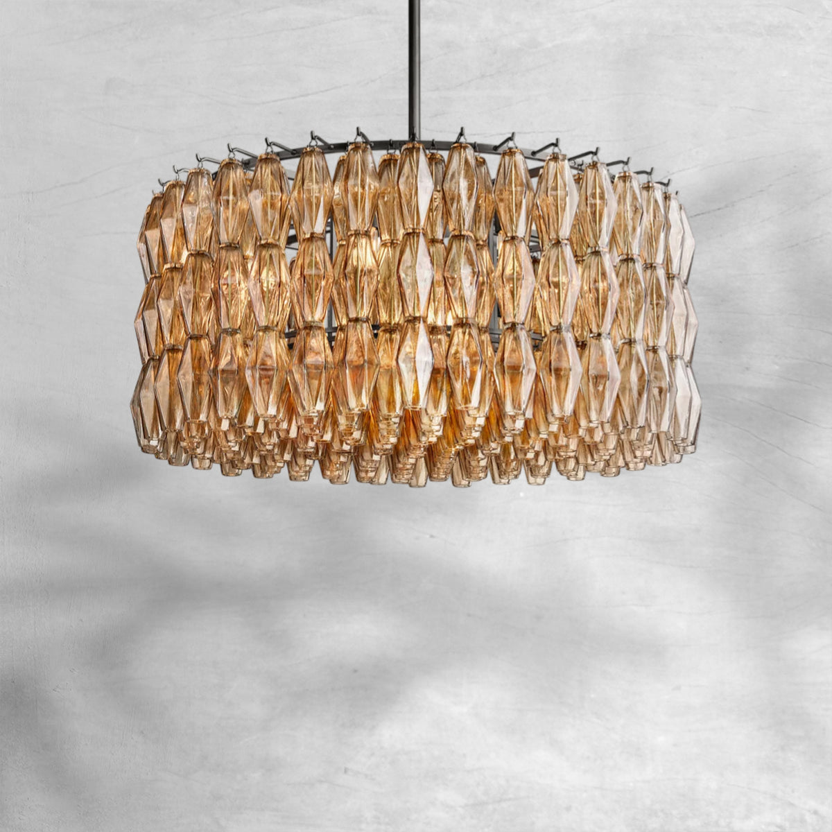 Cyra Smoke Glass Round Chandelier 37"47‘’62‘’