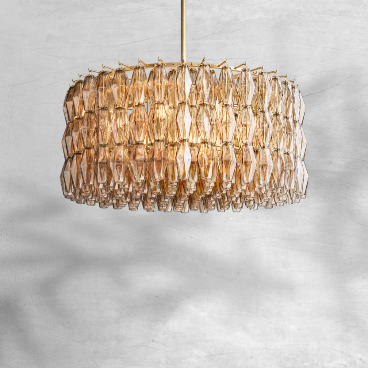 Cyra Smoke Glass Round Chandelier 37"47‘’62‘’
