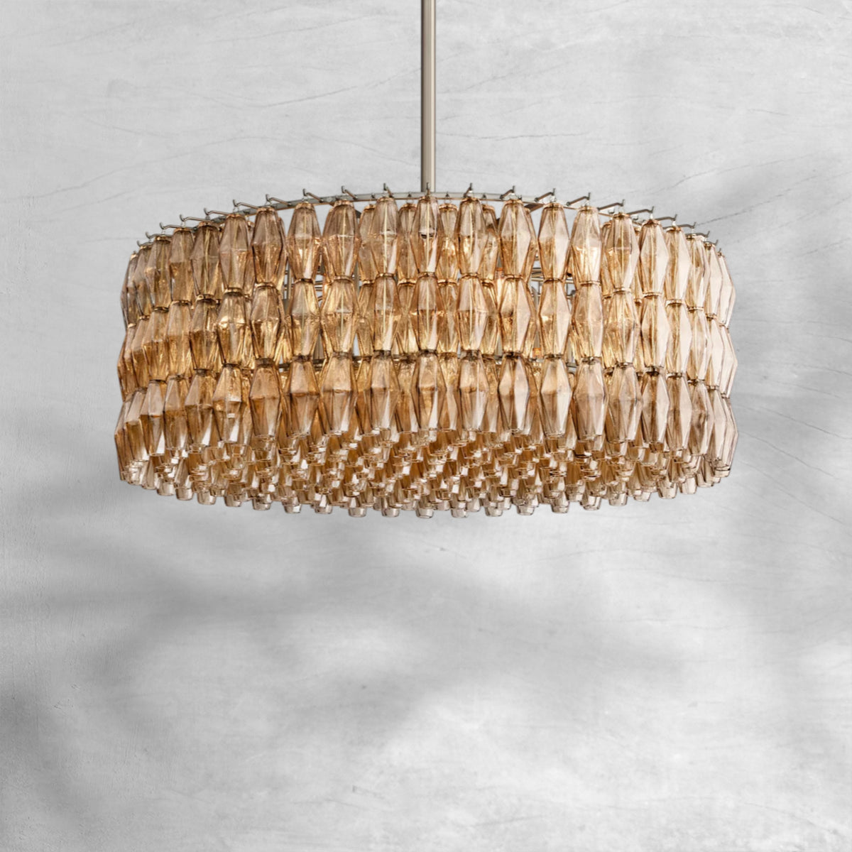 Cyra Smoke Glass Round Chandelier 37"47‘’62‘’