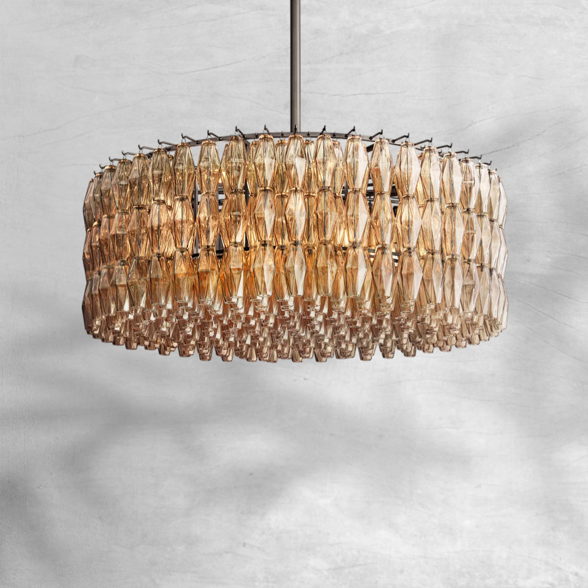 Cyra Smoke Glass Round Chandelier 37"47‘’62‘’