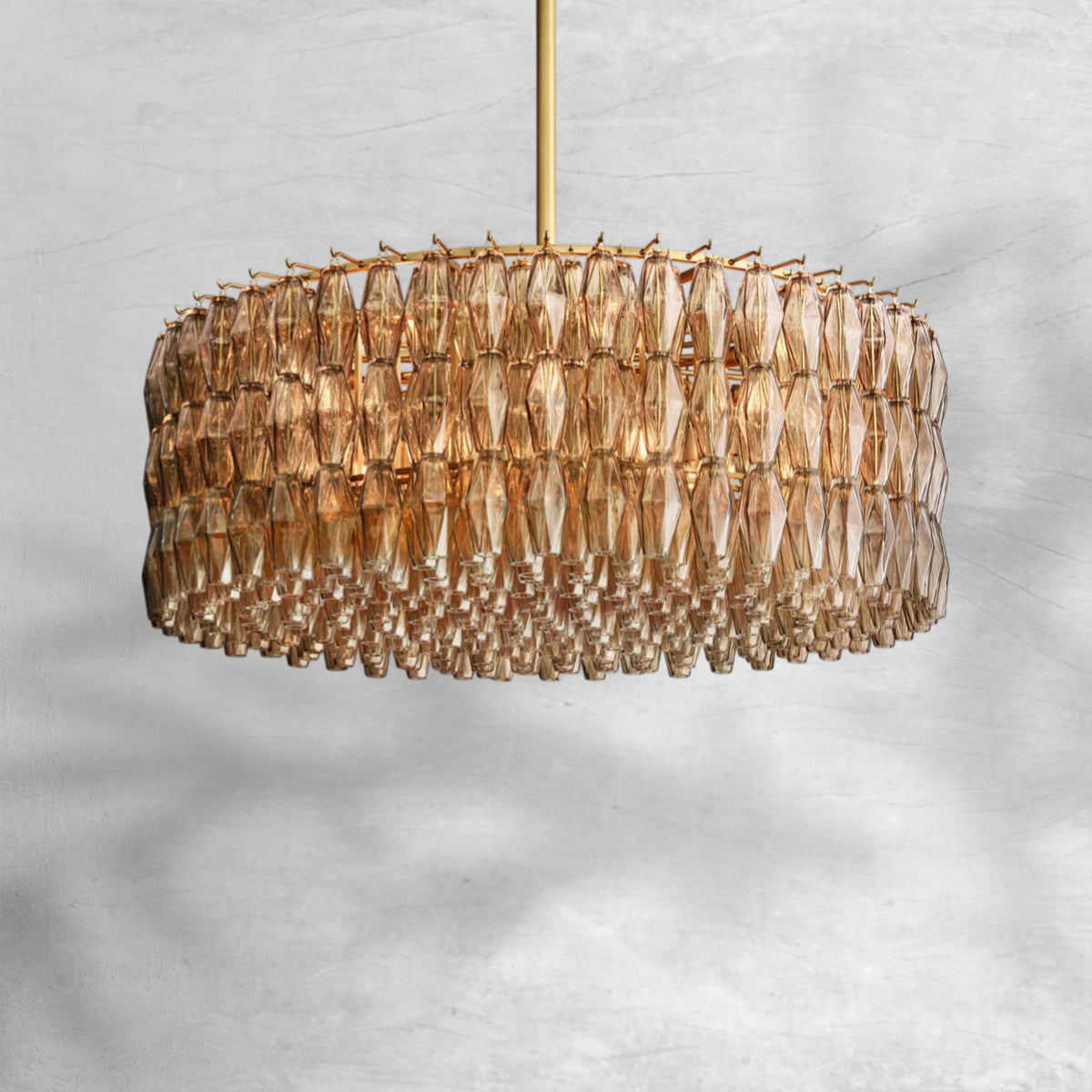 Cyra Smoke Glass Round Chandelier 37"47‘’62‘’