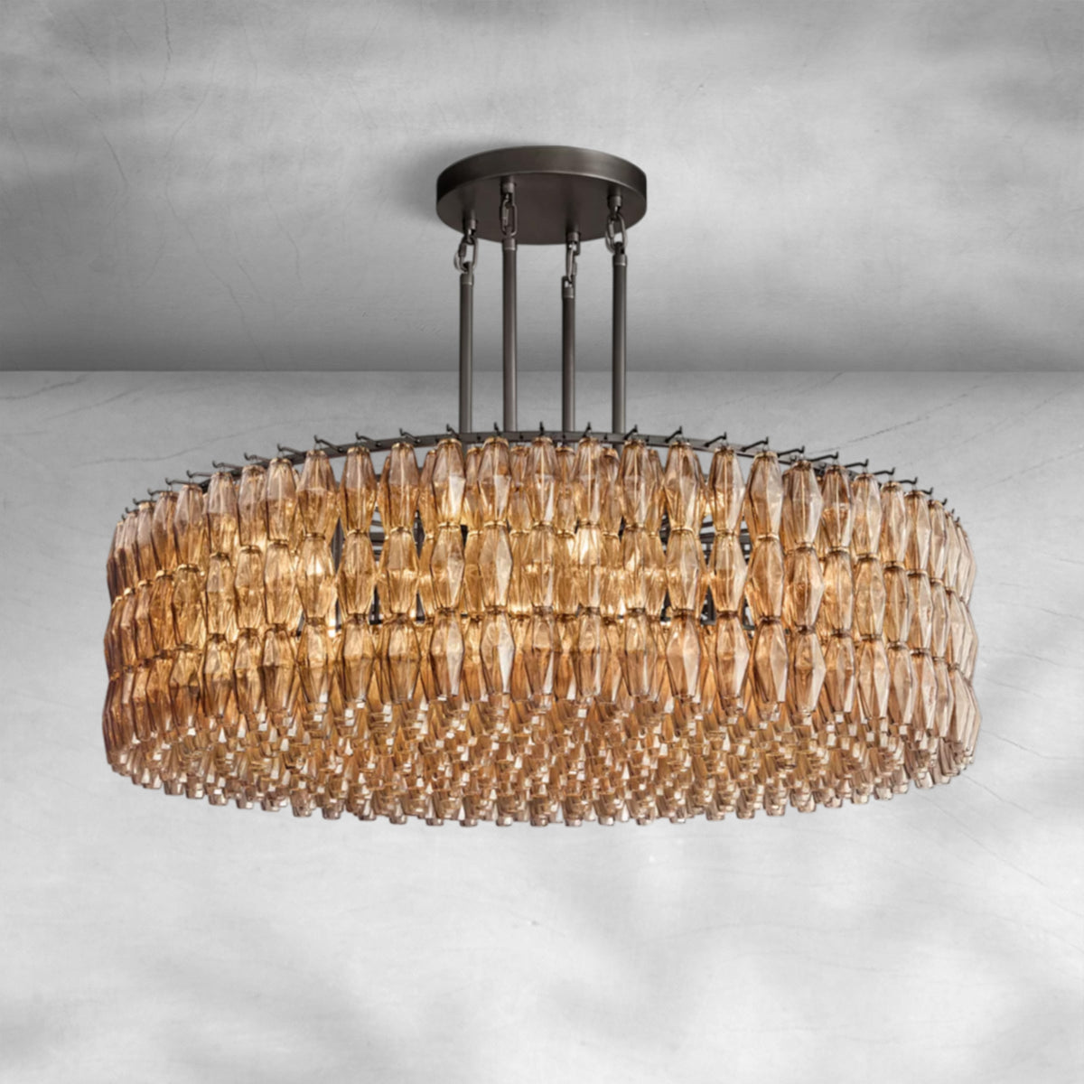 Cyra Smoke Glass Round Chandelier 37"47‘’62‘’