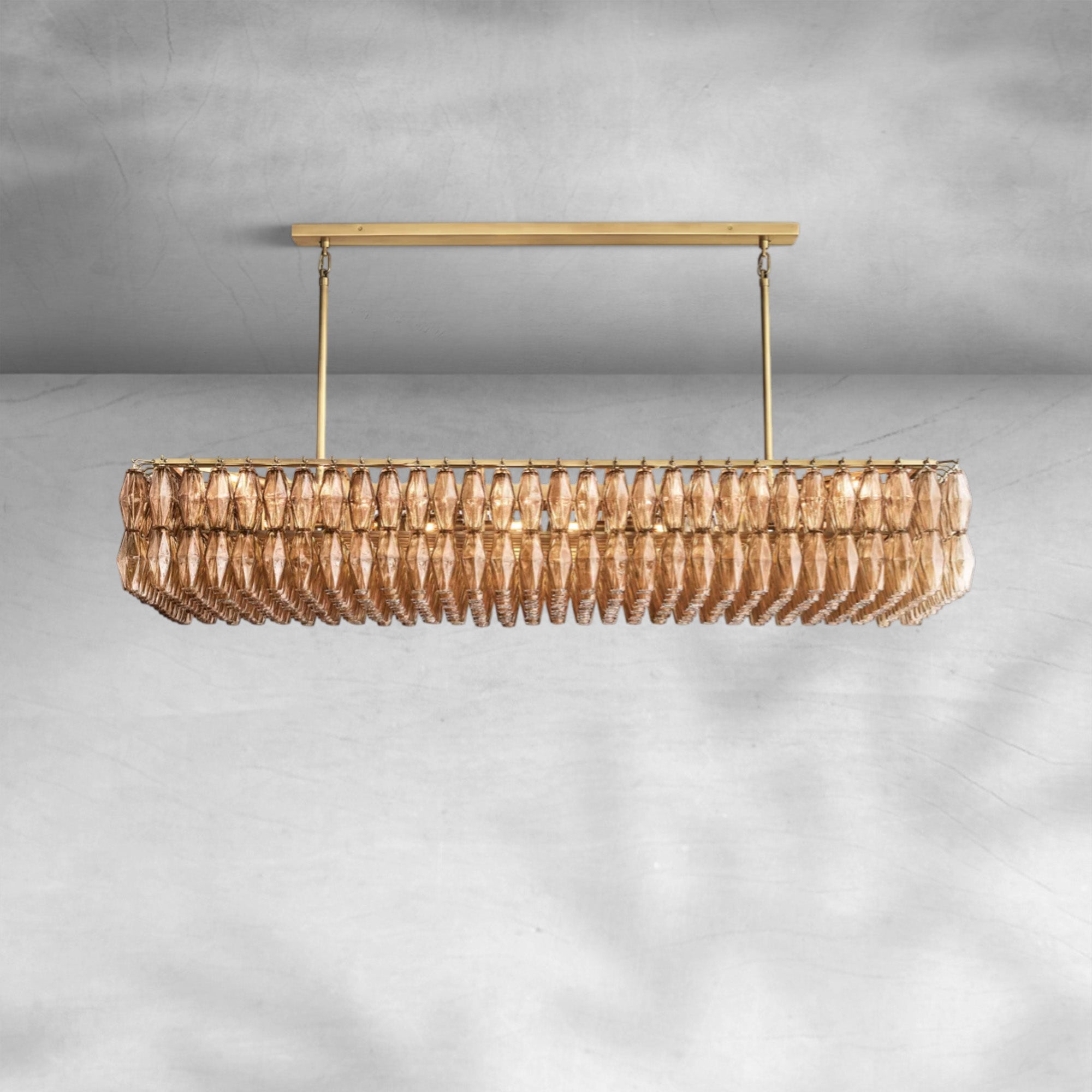 Chiaravalle Glass Rectangular Chandelier 74"