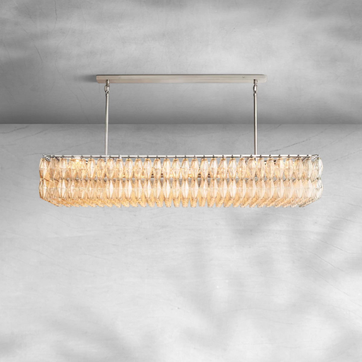 Cyra Glass Rectangular Chandelier 74"