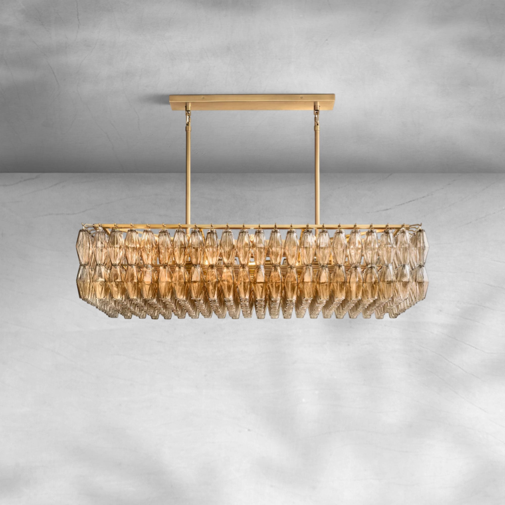 Chiaravalle Glass Rectangular Chandelier 54"