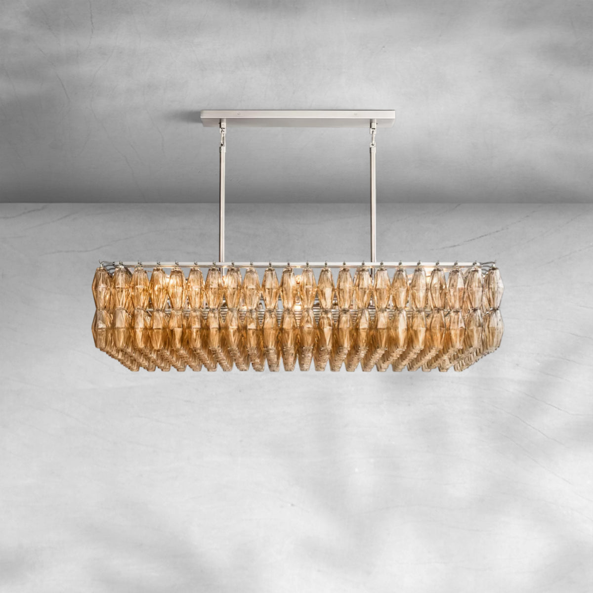 Cyra Glass Rectangular Chandelier 54"