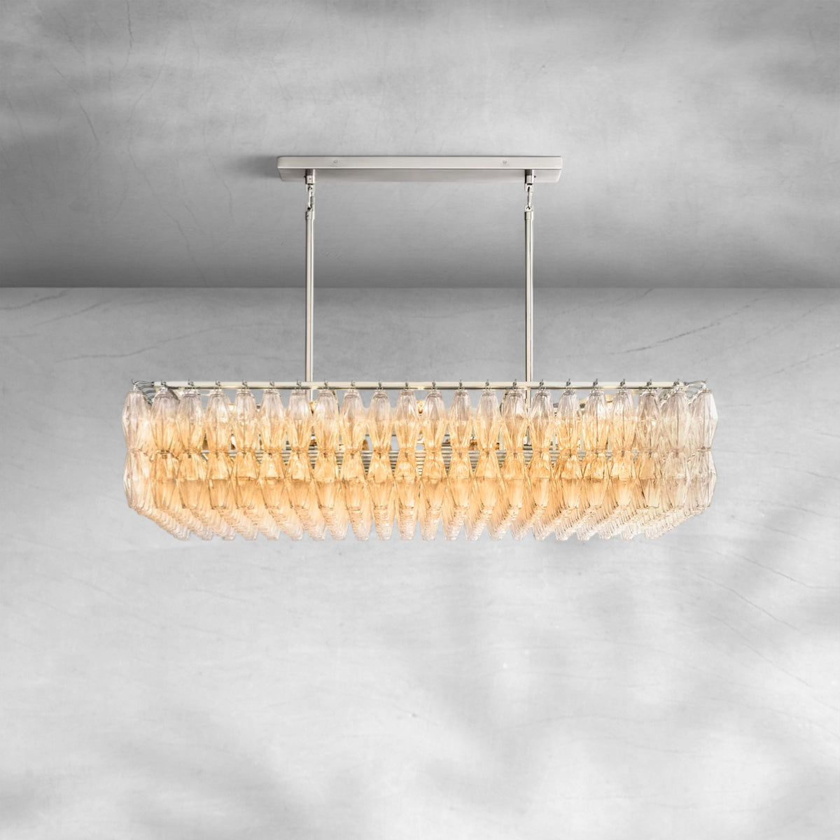 Cyra Glass Rectangular Chandelier 54"