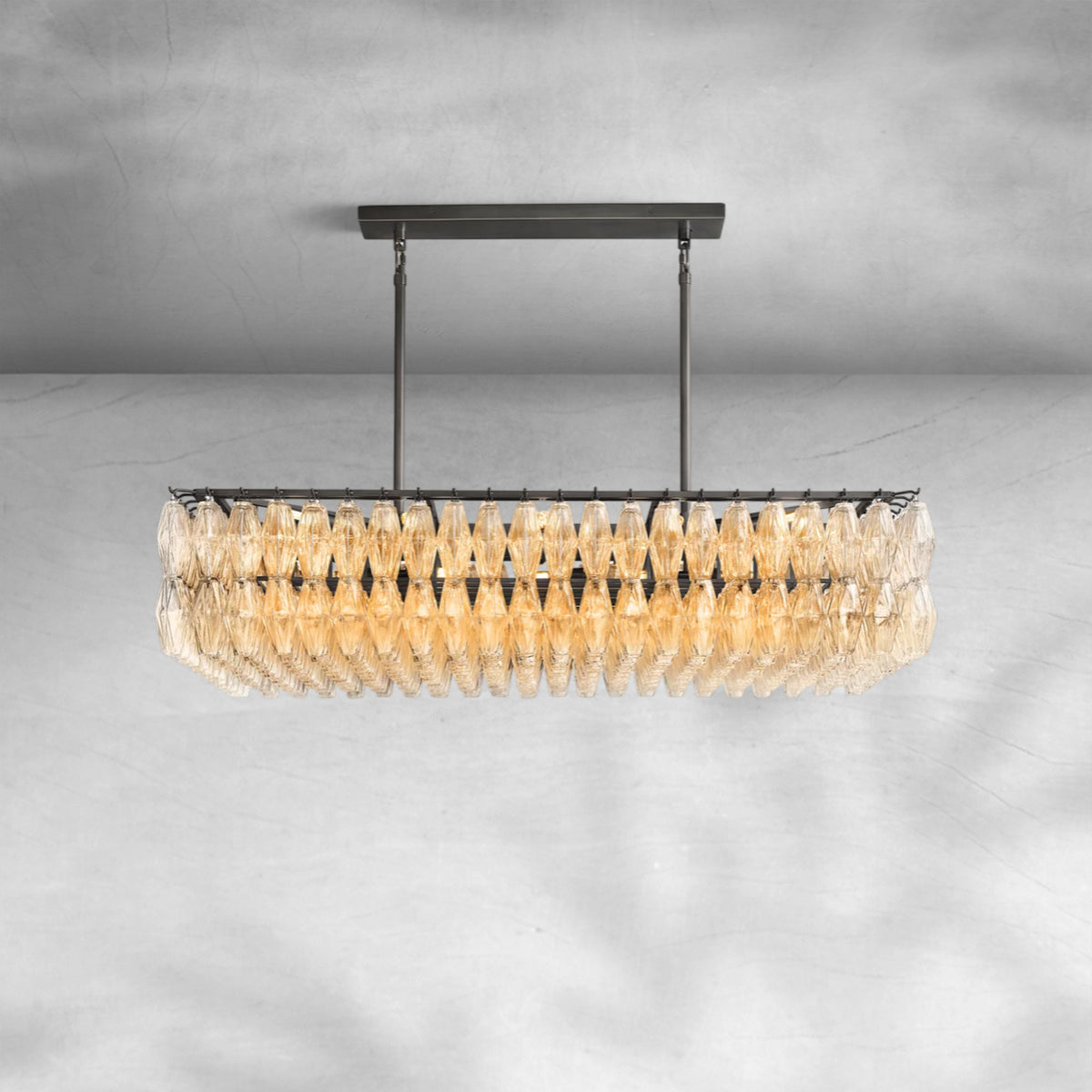Cyra Glass Rectangular Chandelier 54"