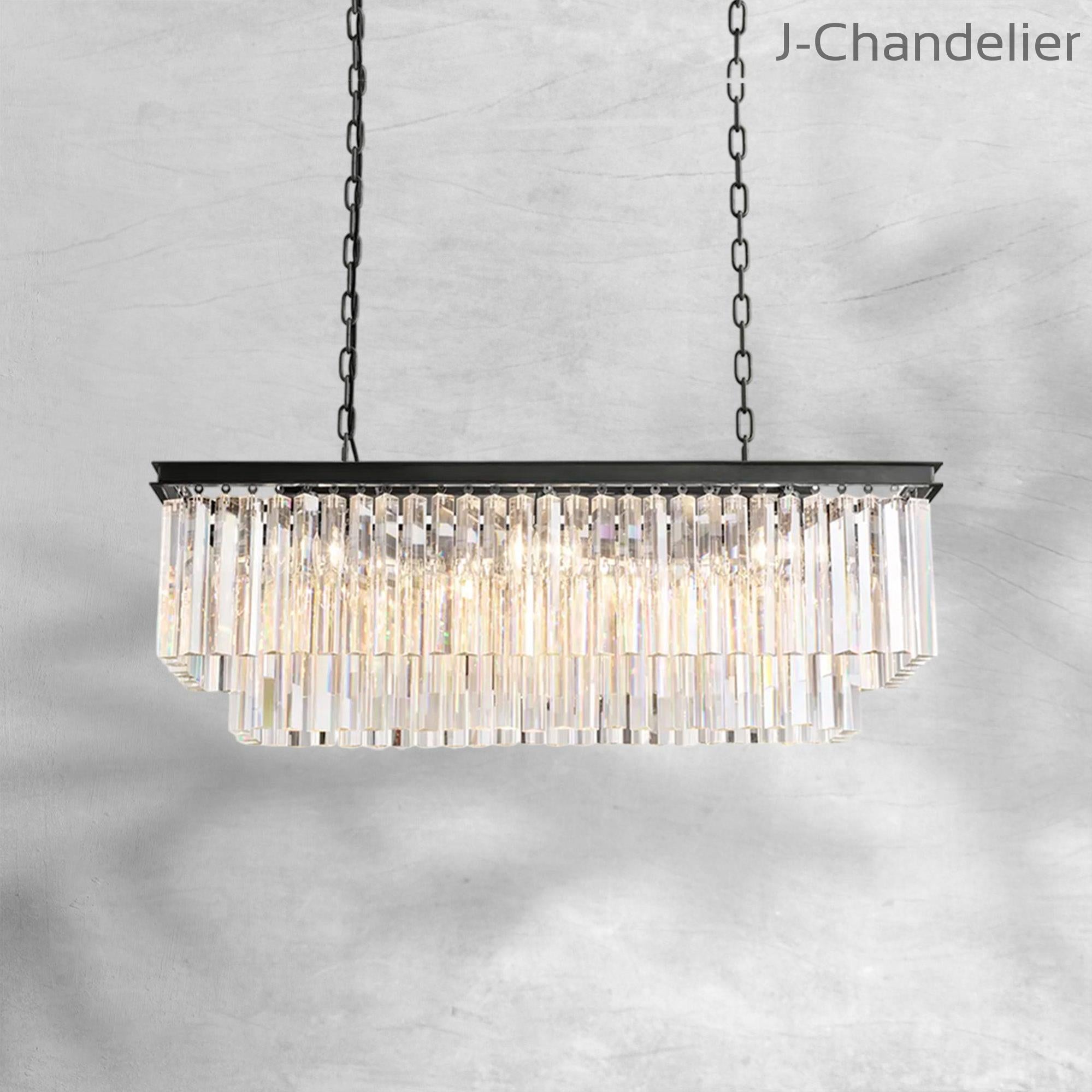 1920s Odaon Art Deco Rectangular Chandelier 40"