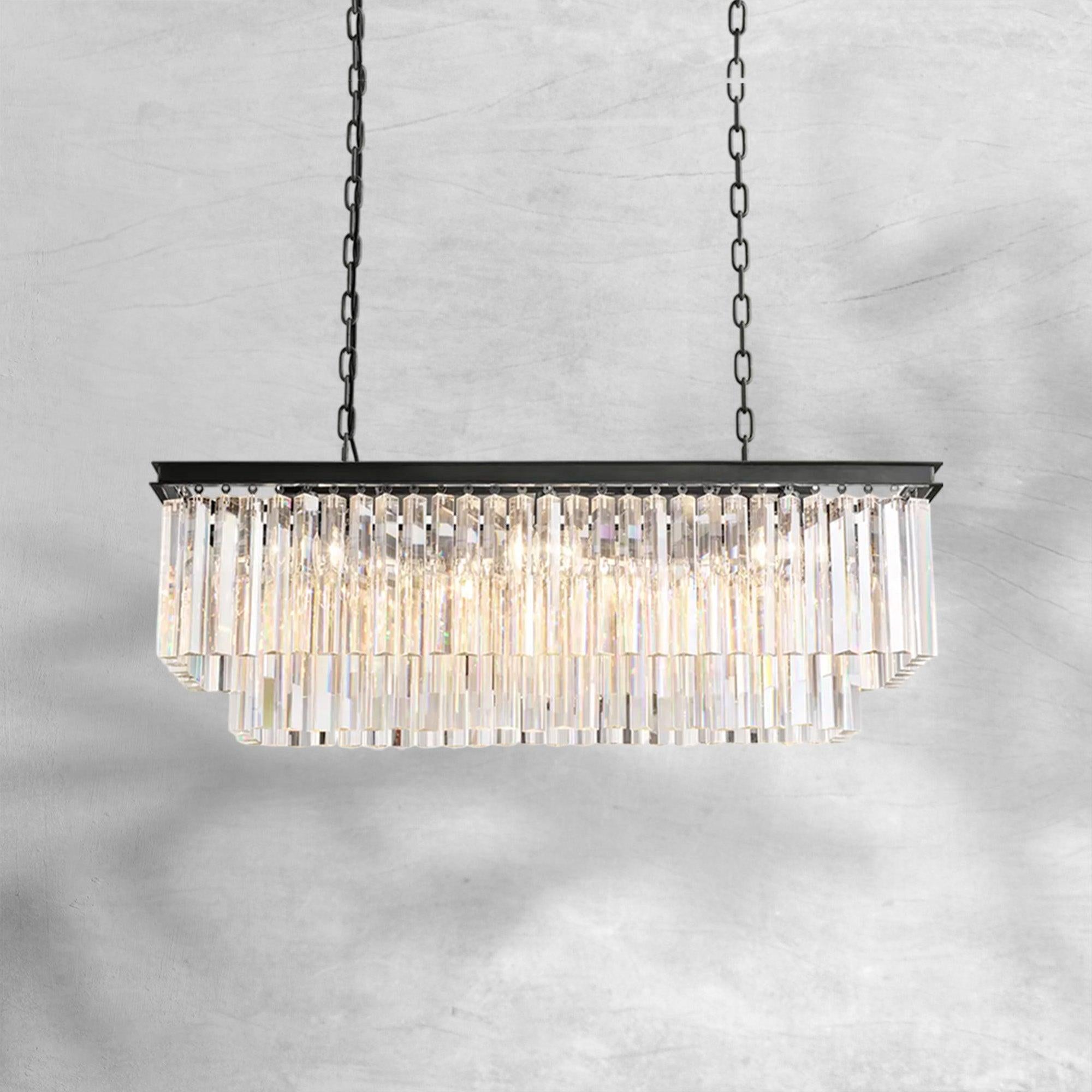 1920s Odaon Art Deco Rectangular Chandelier 40"49"59"72"