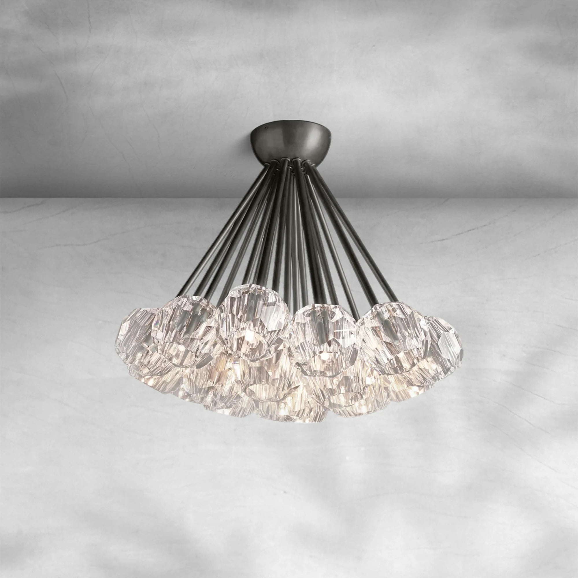 Bille De Crystal Glass Flushmount 24"