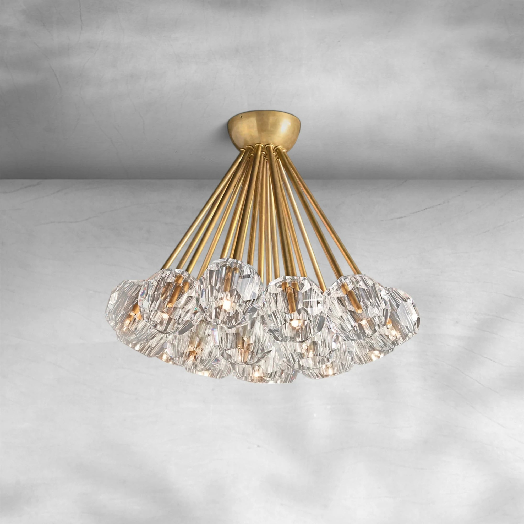 Bille De Crystal Glass Flushmount 24"