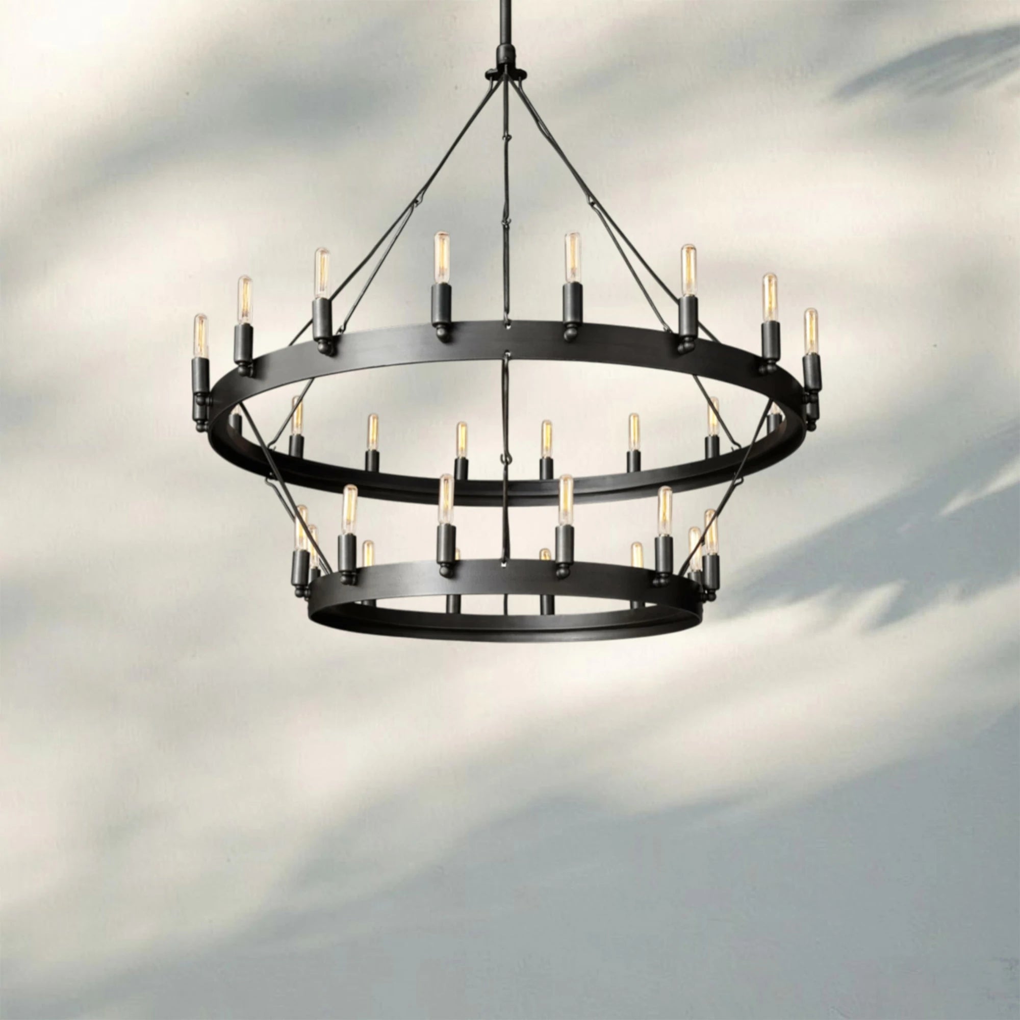 Camina Vintage Filament Two-Tier Round Chandelier 38"