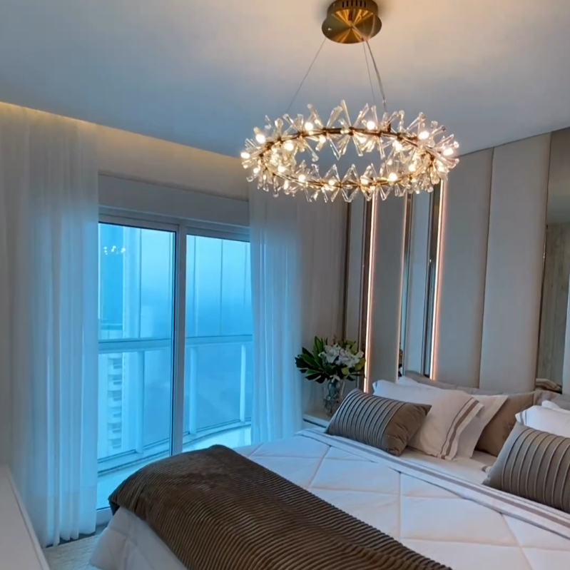 JC Rock 2 Wheel Frozen Ice Crystal Chandelier Light