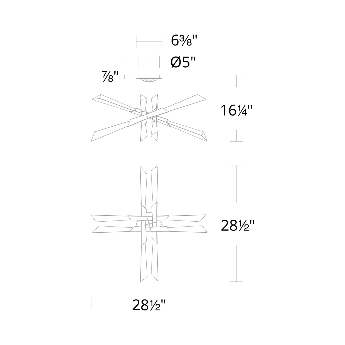 Solitude LED Semi Flush Mount Ceiling Light - line drawing.