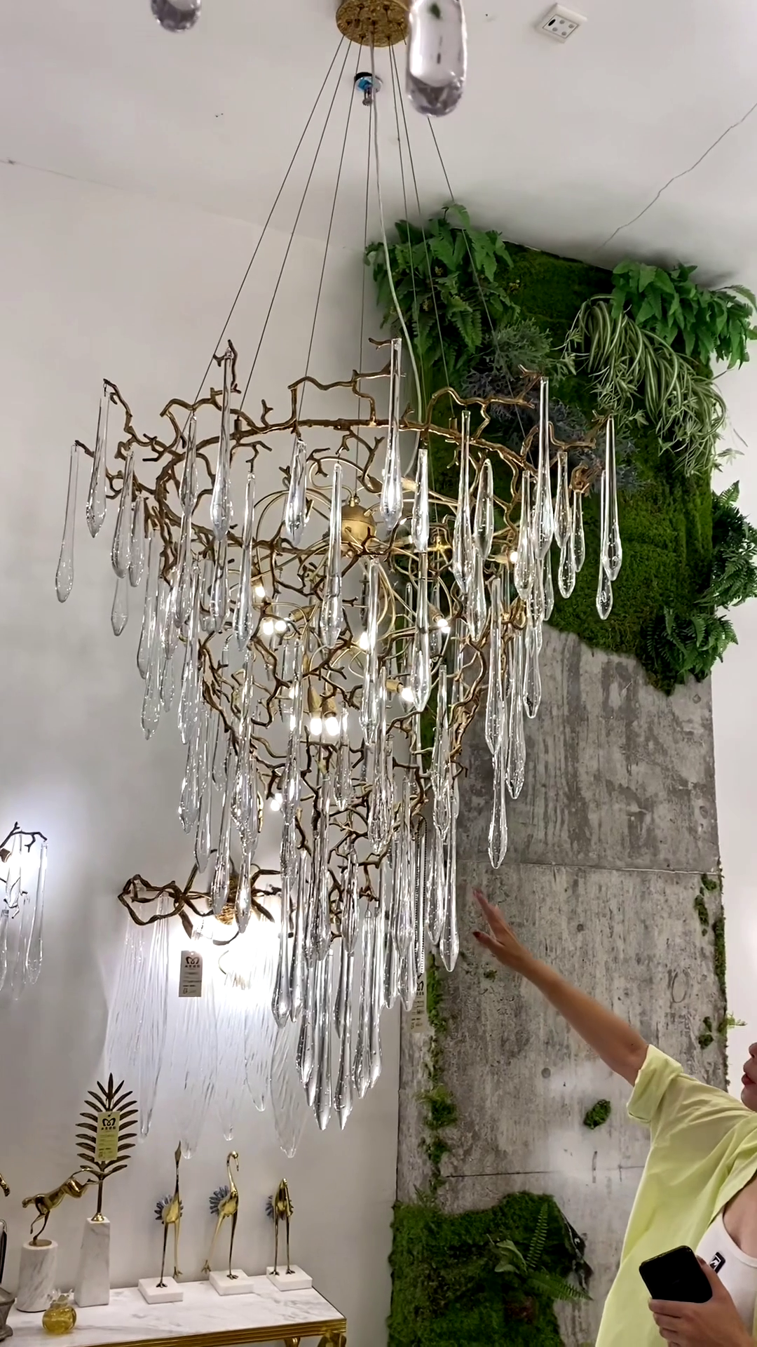 Chic Modern French Branch Copper Crystal Chandelier for Living Room Foyer and Dining Room Lighting