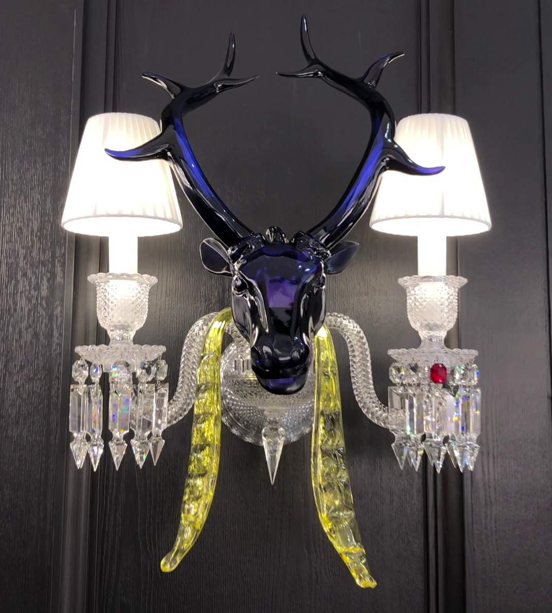 Traditional Colorful Candle Branch Blue Deer Crystal Chandelier for Living Room/Dining Room