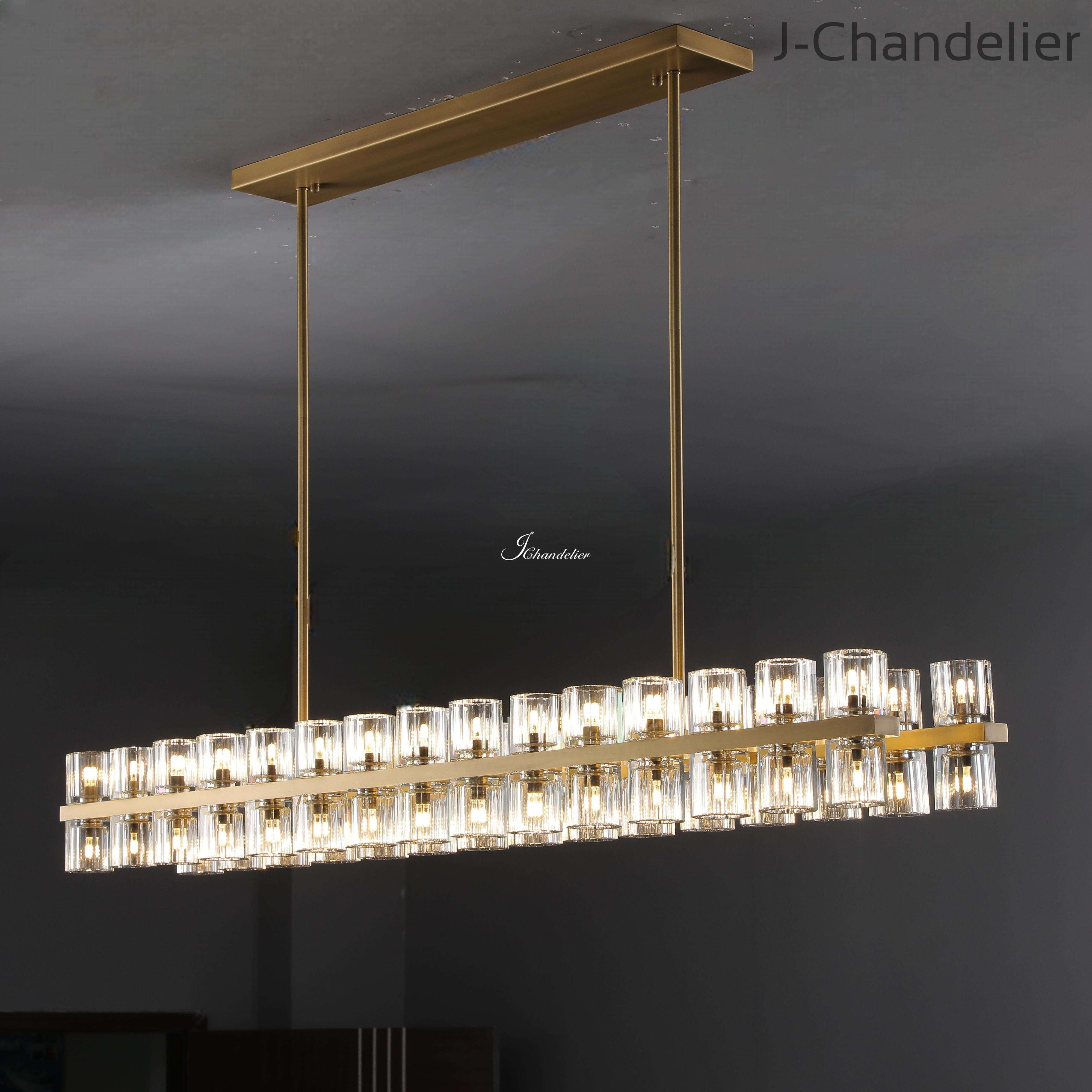 Arcachen Crystal Rectangular Chandelier 72"