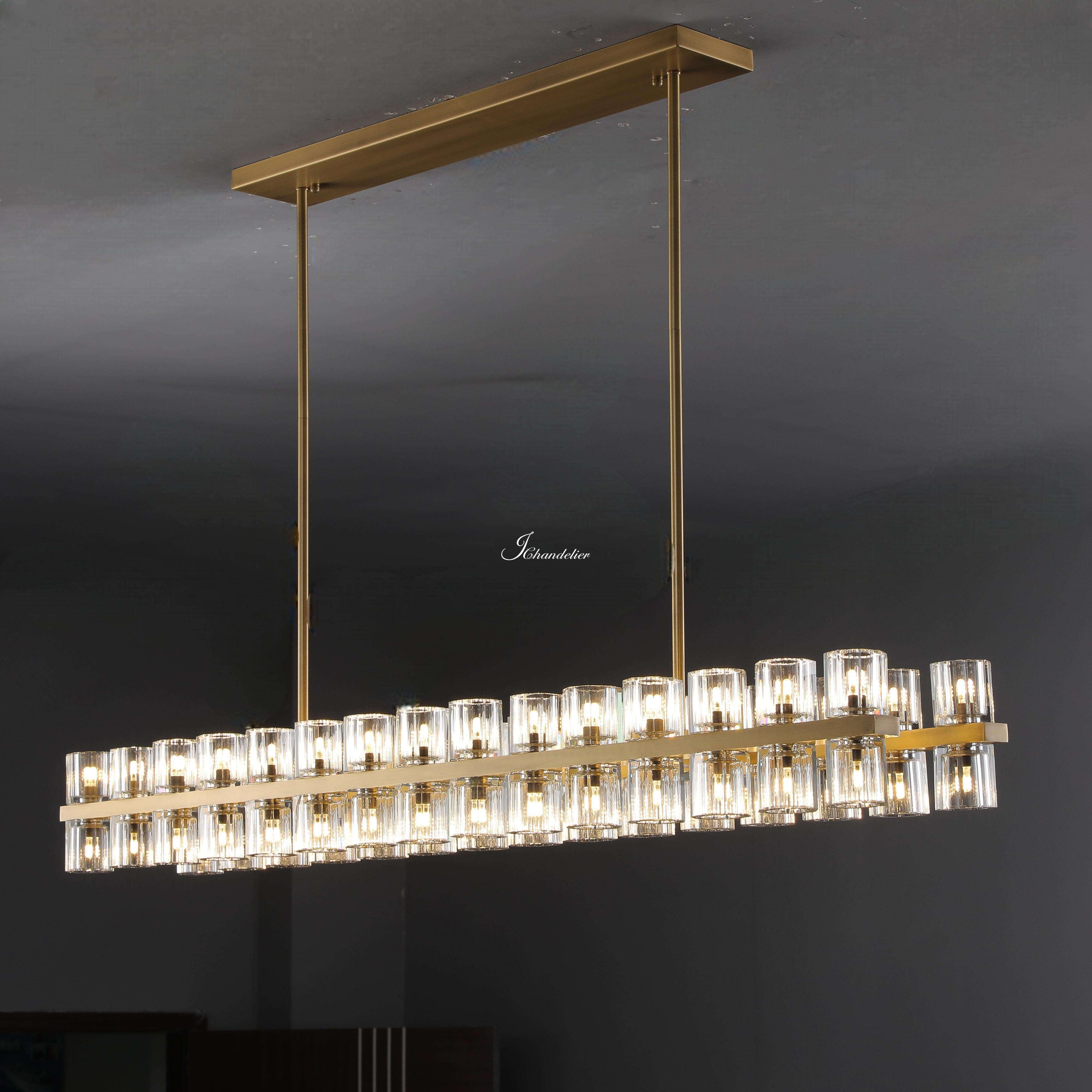 Arcachen Crystal Rectangular Chandelier 72"