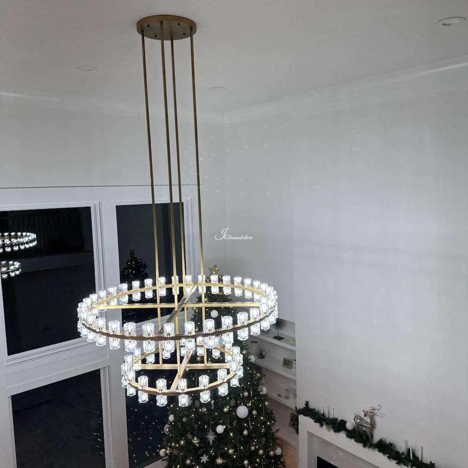 Auraline Crystal Round 2-Tier Chandelier 60"