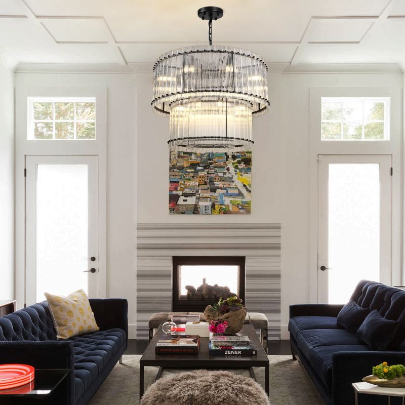 Sun Marcus 2-Tier Glass Round Chandelier 48"