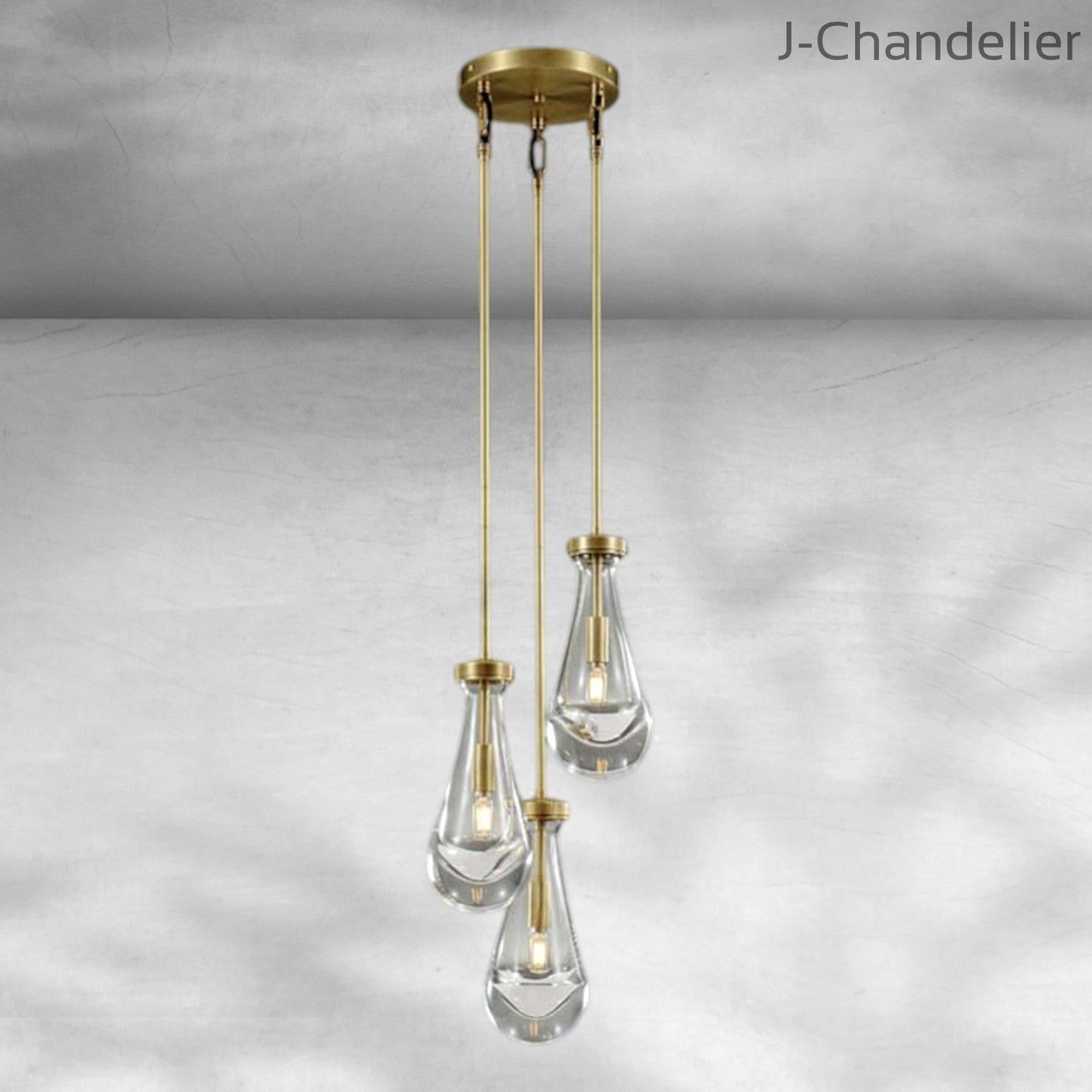 Raindrop 3-Light Rod Round Chandelier
