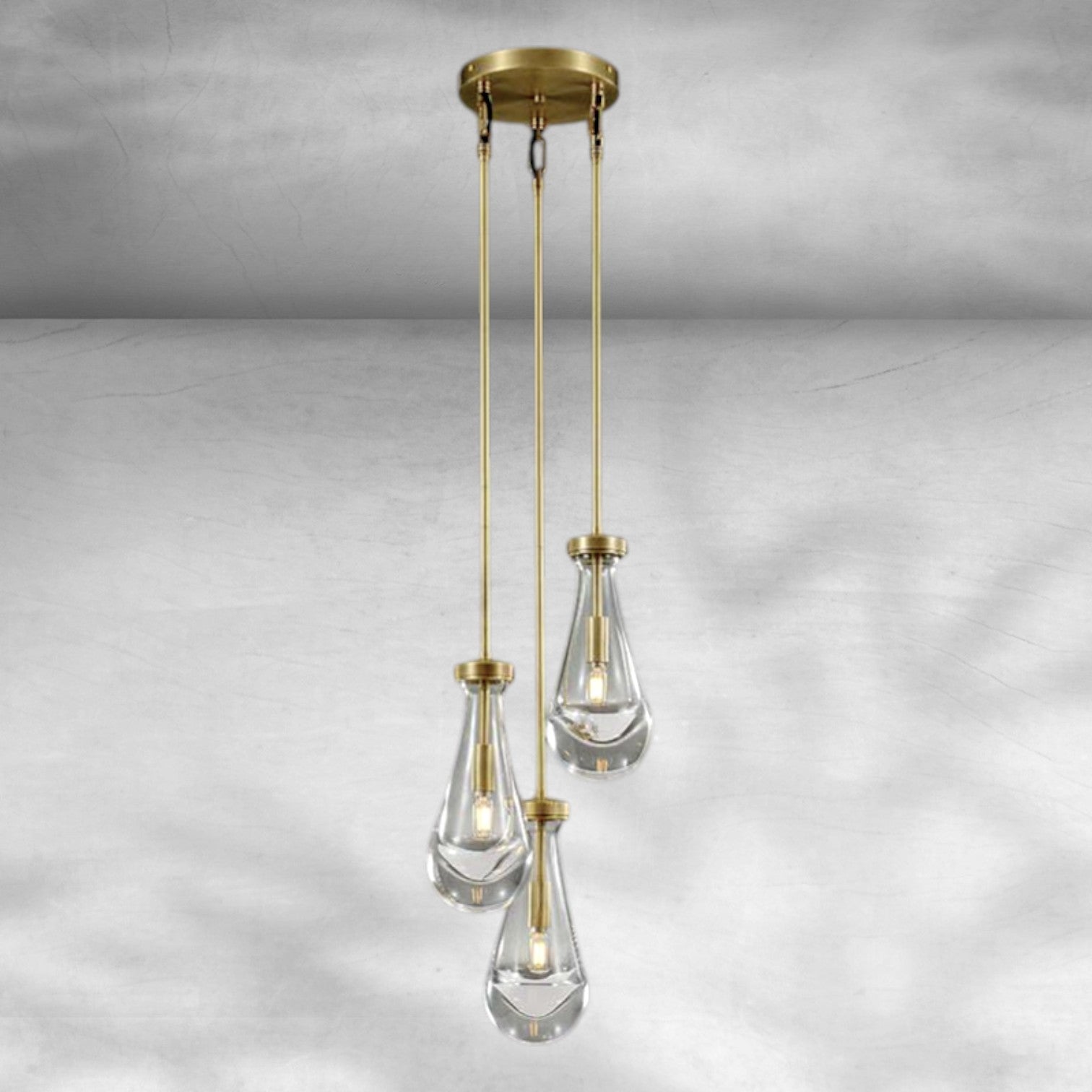 Raindrop 3-Light Rod Round Chandelier
