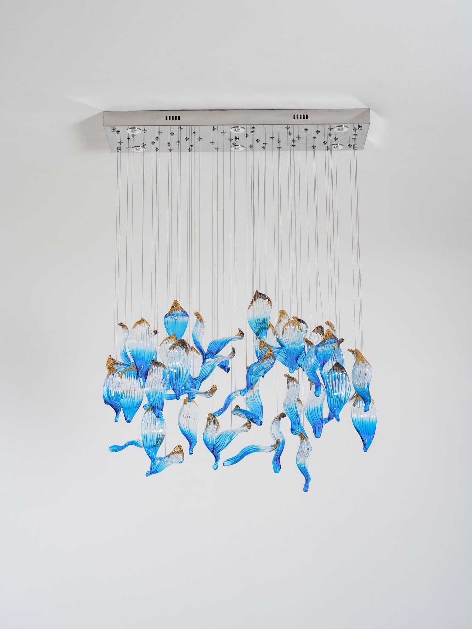 Galaxy Ocean Drift Blown Glass Crystal Spiral Chandelier
